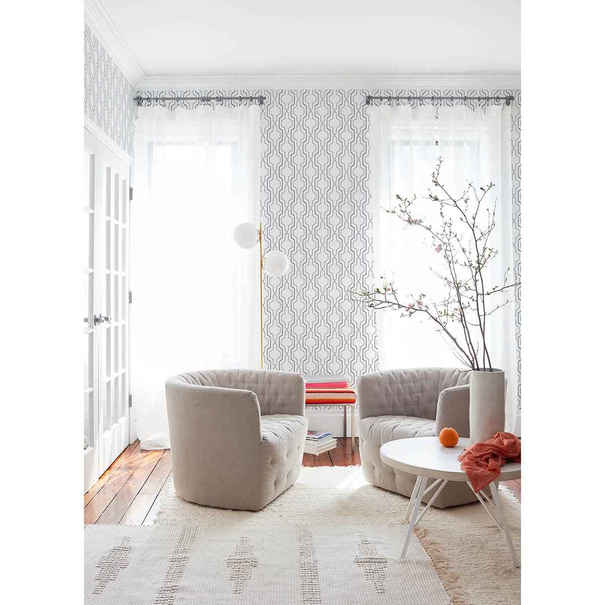 Rion Grey Trellis Wallpaper - York Wallcoverings - 2973-90602 - York Wallcoverings Wallpaper