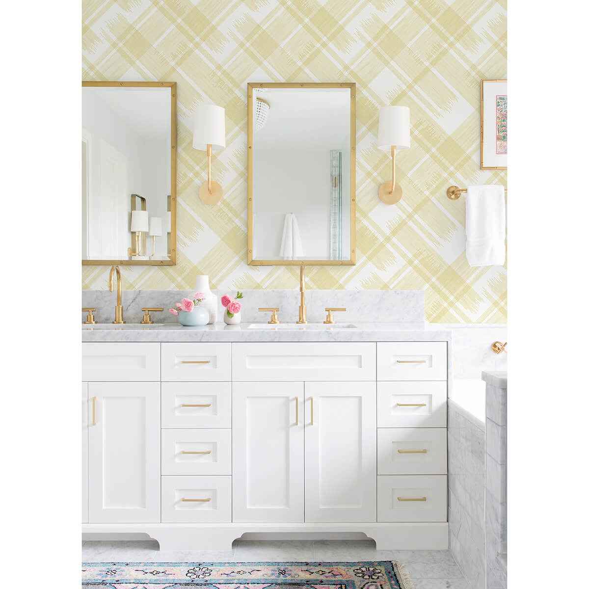 Zag Yellow Modern Plaid Wallpaper - York Wallcoverings - 2973-90701 - York Wallcoverings Wallpaper