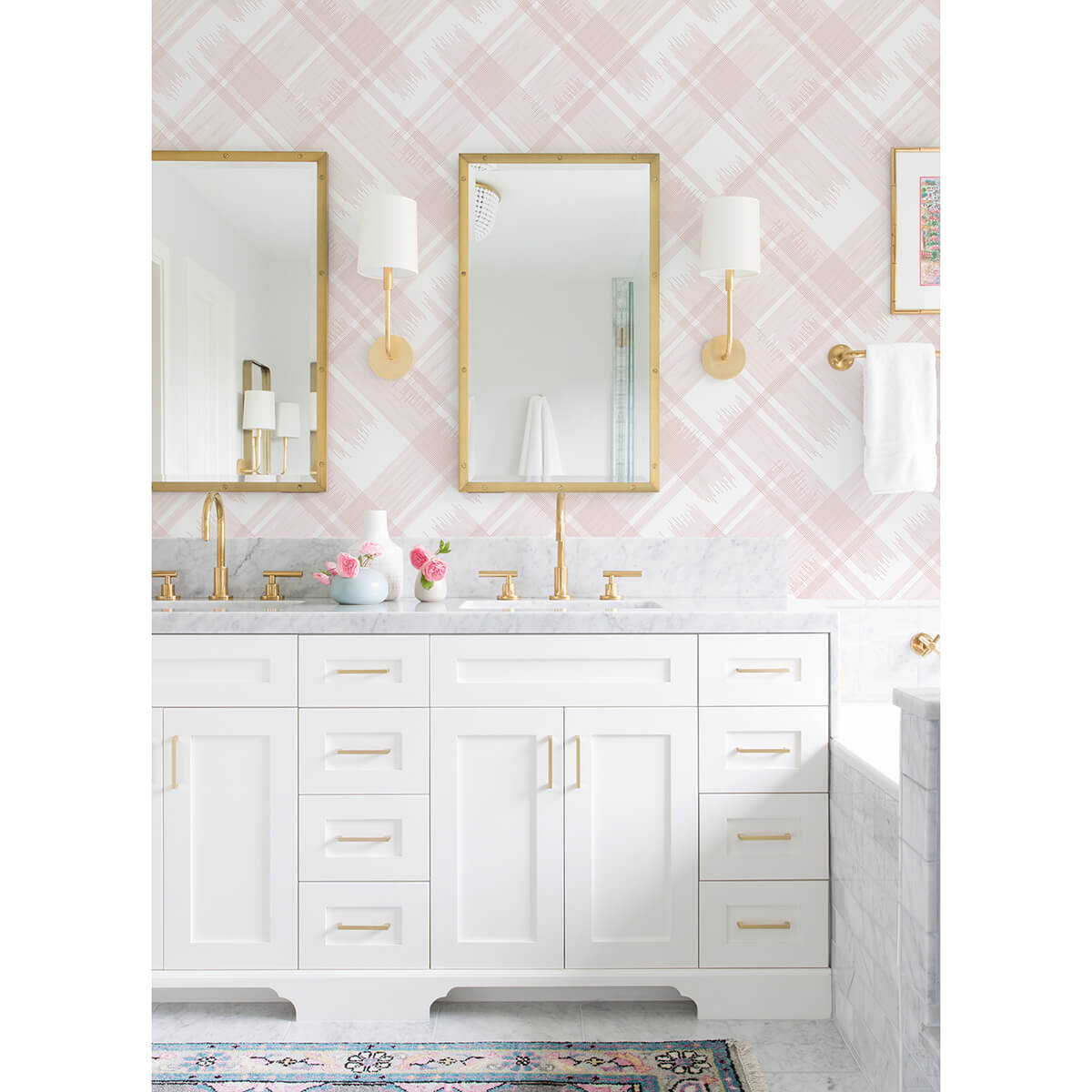zag-pink-modern-plaid-wallpaper-york-wallcoverings-2973-90702 - York Wallcoverings Wallpaper