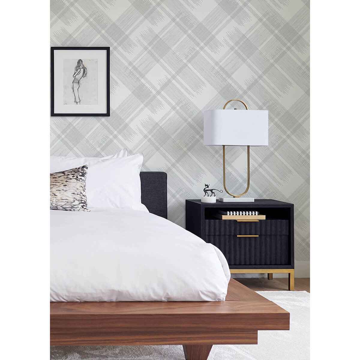 Zag Grey Modern Plaid Wallpaper - York Wallcoverings - 2973-90704 - York Wallcoverings Wallpaper