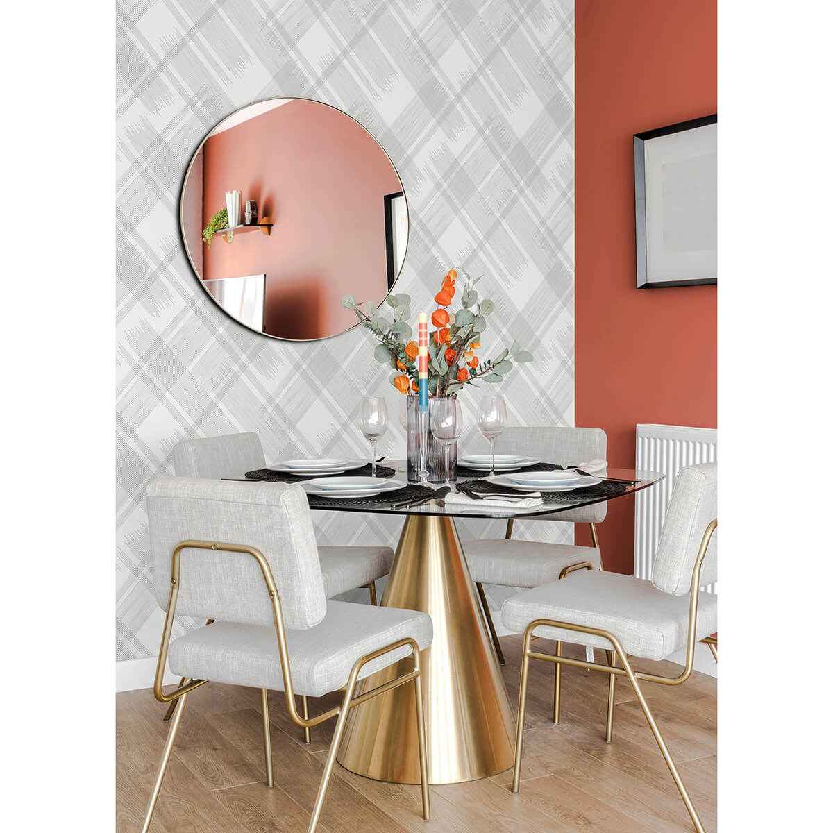 Zag Grey Modern Plaid Wallpaper - York Wallcoverings - 2973-90704 - York Wallcoverings Wallpaper