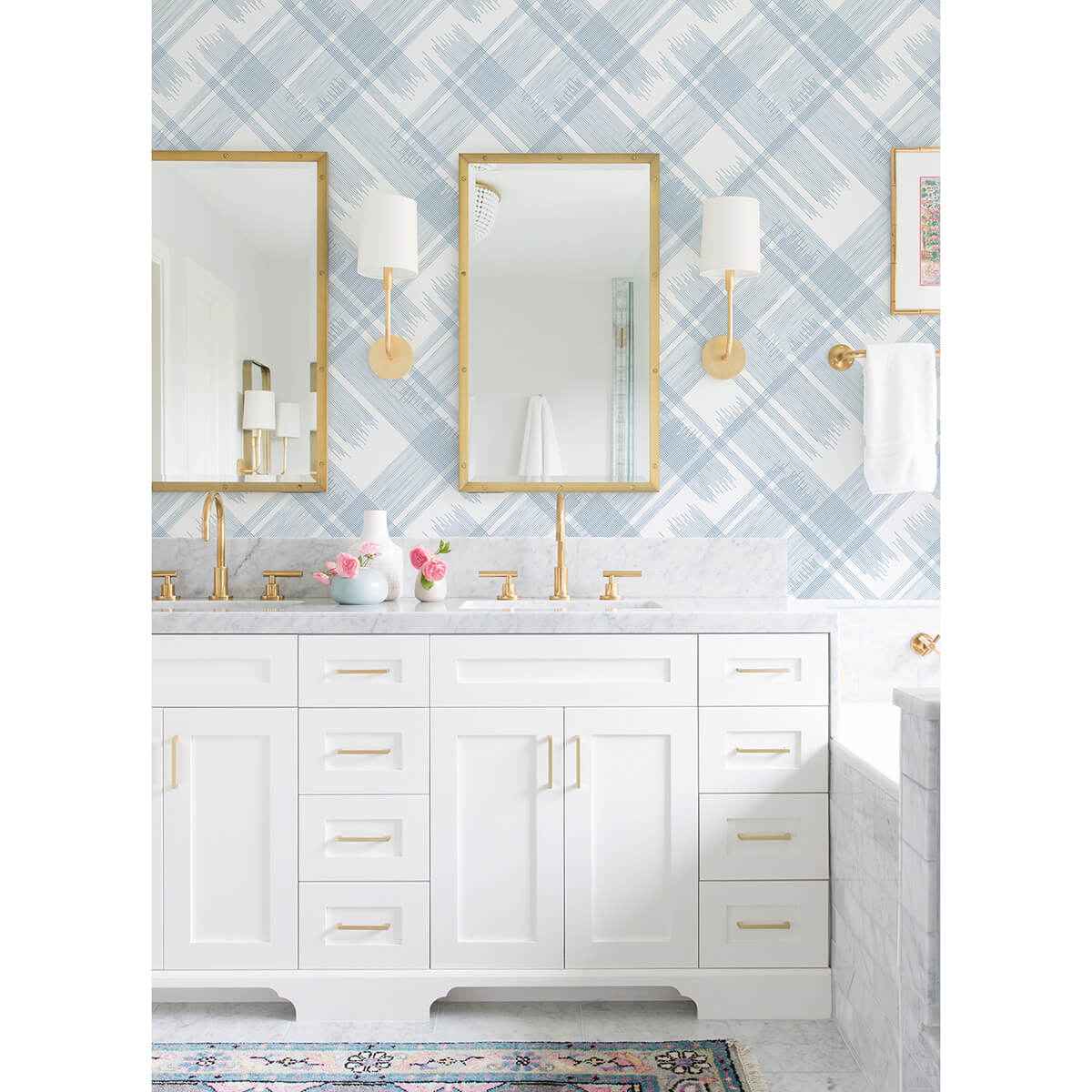 Zag Blue Modern Plaid Wallpaper - York Wallcoverings - 2973-90705 - York Wallcoverings Wallpaper