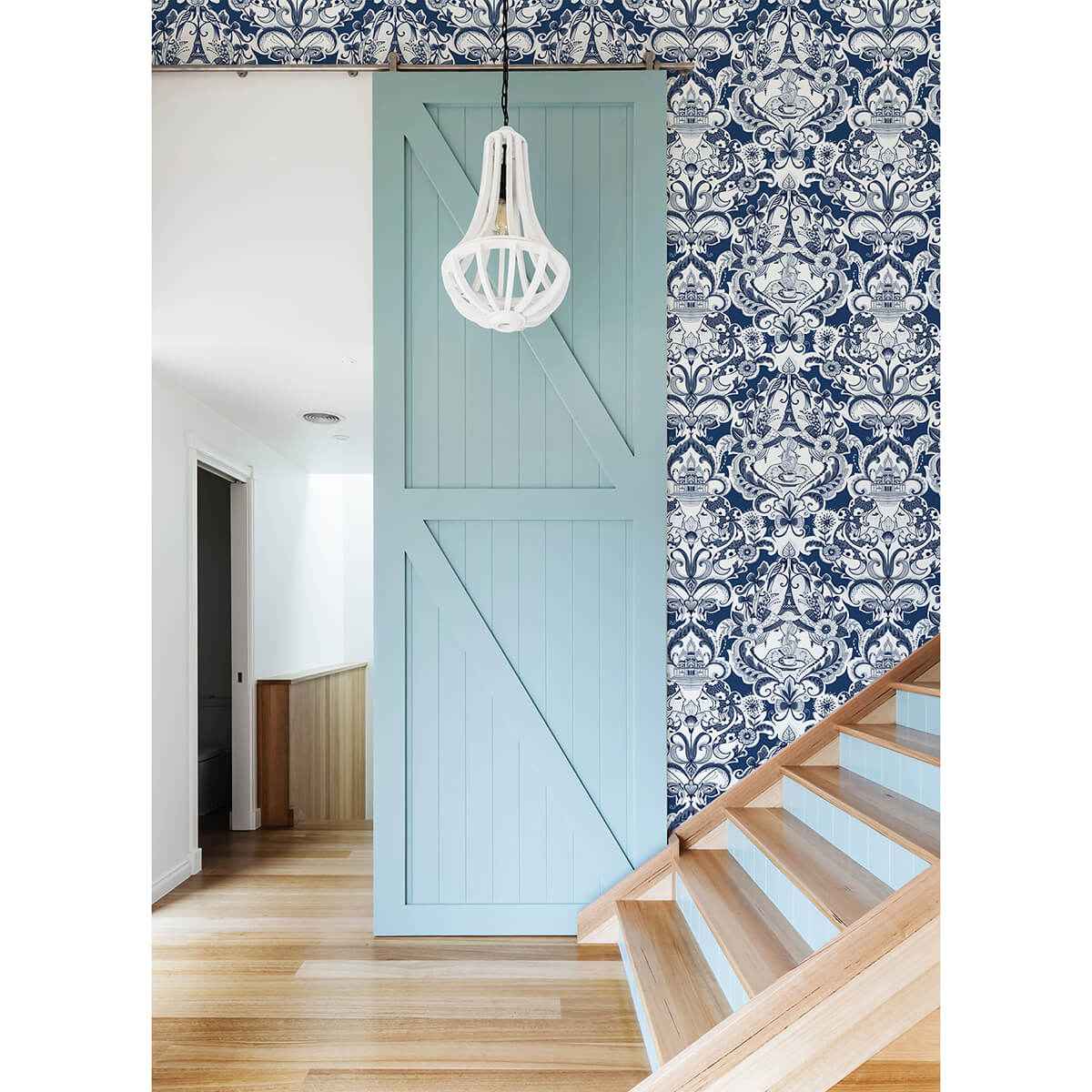 Sadie Navy Parisian Damask Wallpaper - York Wallcoverings - 2973-90885 - York Wallcoverings Wallpaper