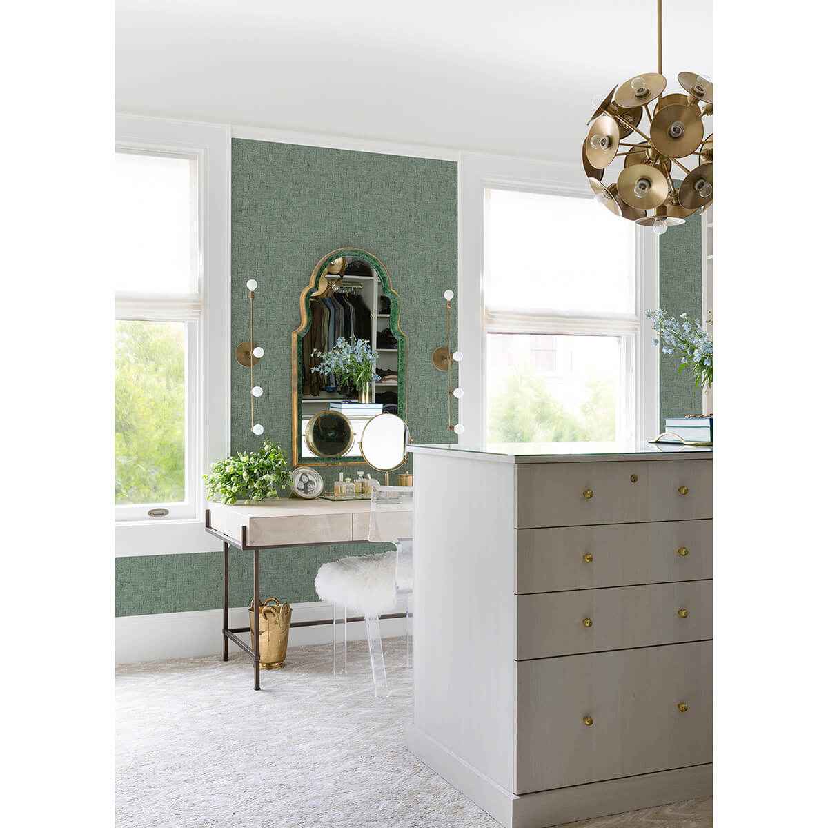 Bentley Green Faux Linen Wallpaper - York Wallcoverings - 2973-90911 - York Wallcoverings Wallpaper
