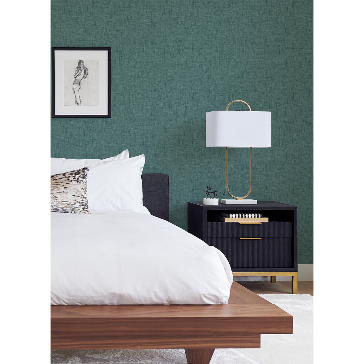 bentley-teal-faux-linen-wallpaper-york-wallcoverings-2973-90912 - York Wallcoverings Wallpaper