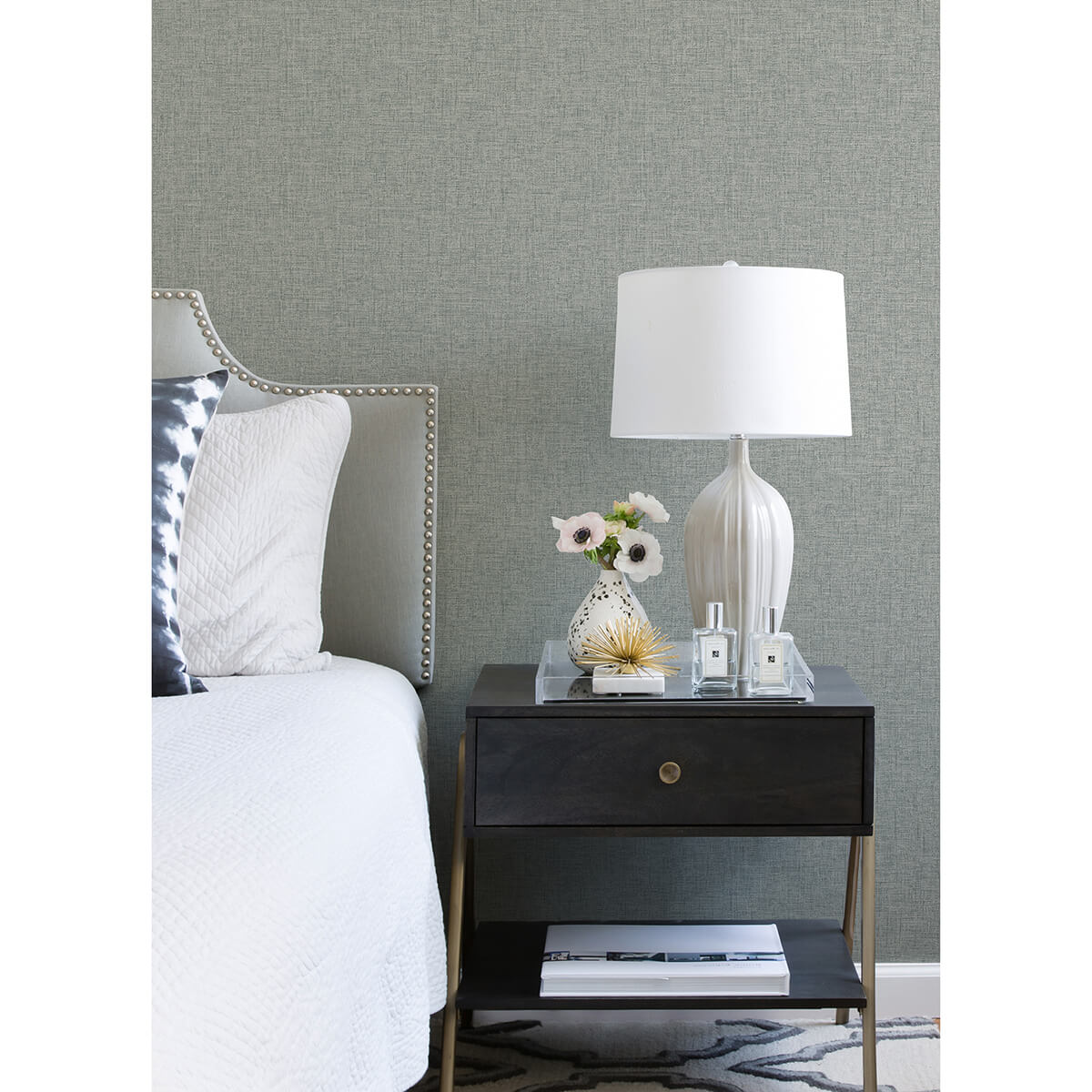 bentley-slate-faux-linen-wallpaper-york-wallcoverings-2973-90914 - York Wallcoverings Wallpaper