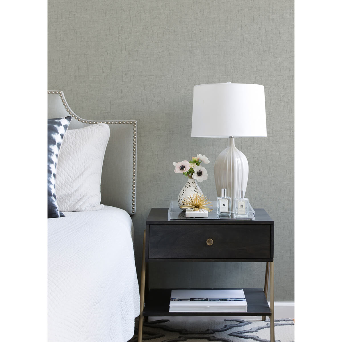 bentley-grey-faux-linen-wallpaper-york-wallcoverings-2973-90915 - York Wallcoverings Wallpaper