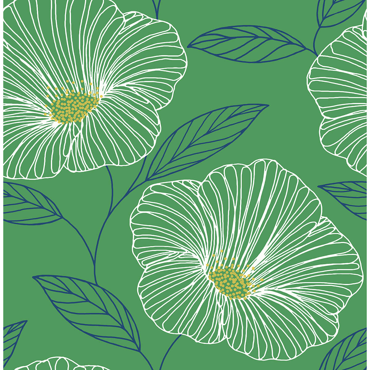 mythic-green-floral-wallpaper-york-wallcoverings-2973-91133 - York Wallcoverings Papel pintado