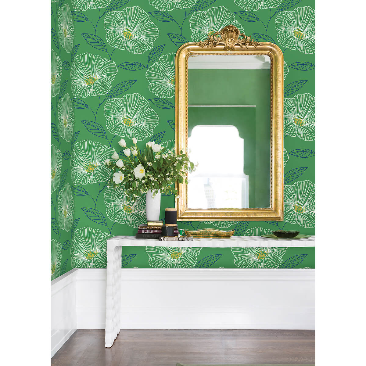 mythic-green-floral-wallpaper-york-wallcoverings-2973-91133 - York Wallcoverings Papel pintado