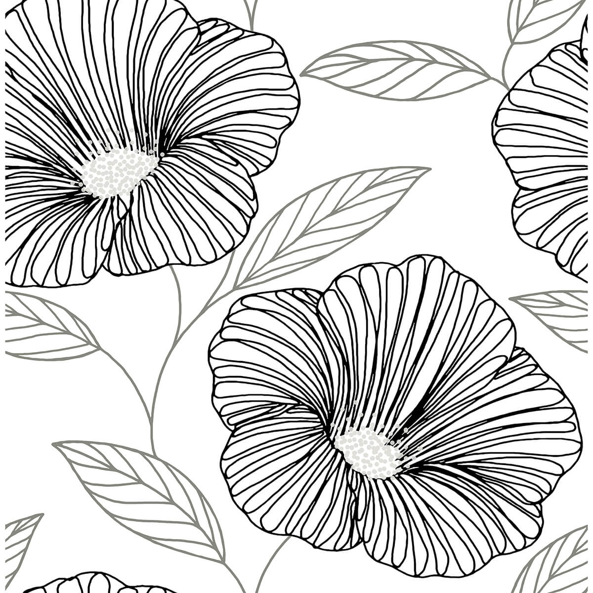 mythic-black-floral-wallpaper-york-wallcoverings-2973-91134 - York Wallcoverings Papel pintado