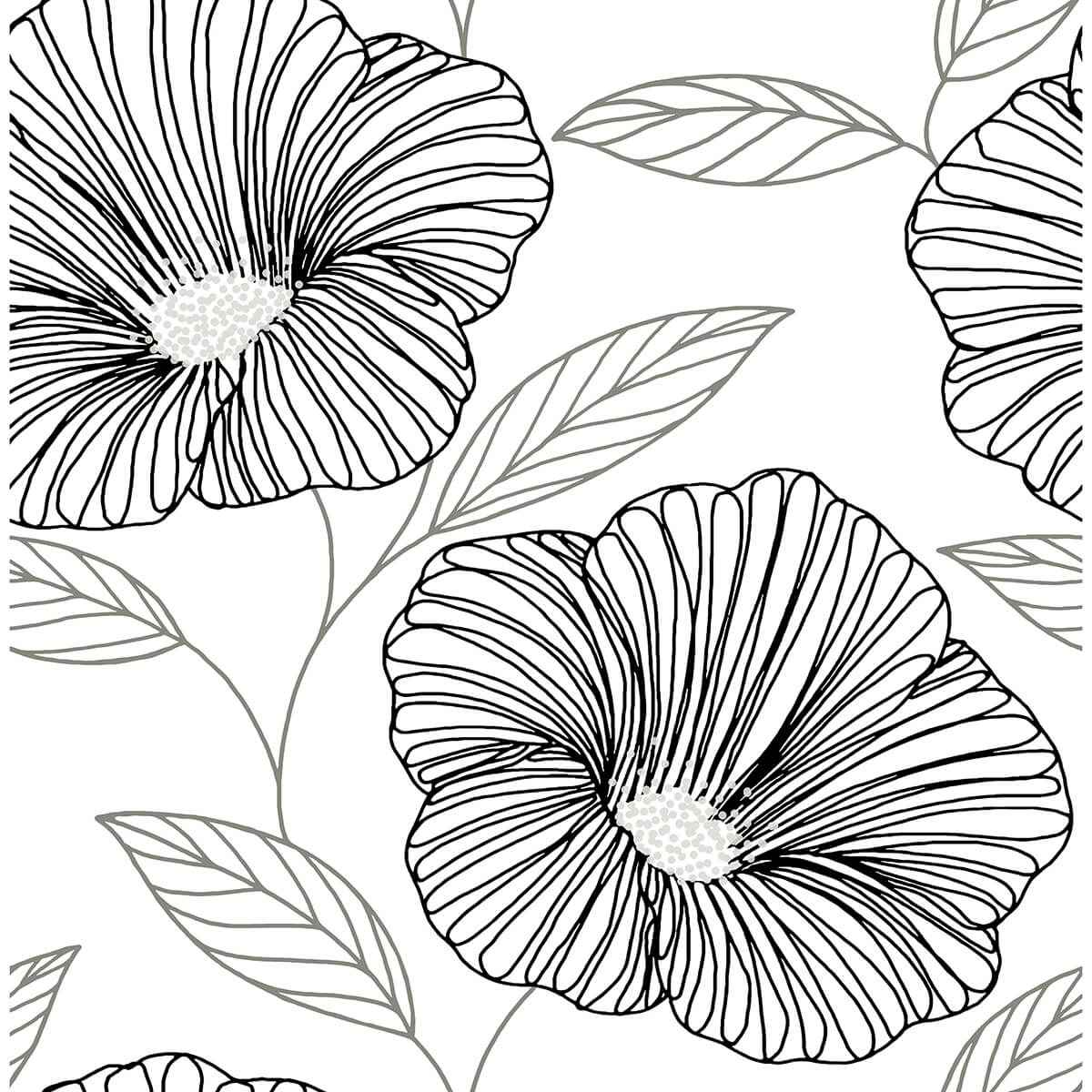 Mythic Black Floral Wallpaper - York Wallcoverings - 2973-91134