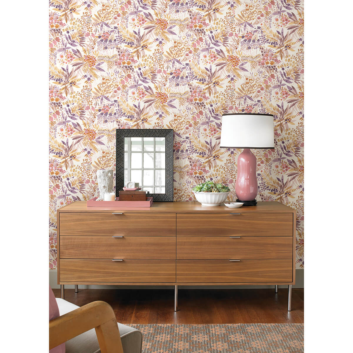 plum-ochre-naupaka-peel-and-stick-wallpaper-york-wallcoverings-nus4310 - York Wallcoverings Wallpaper