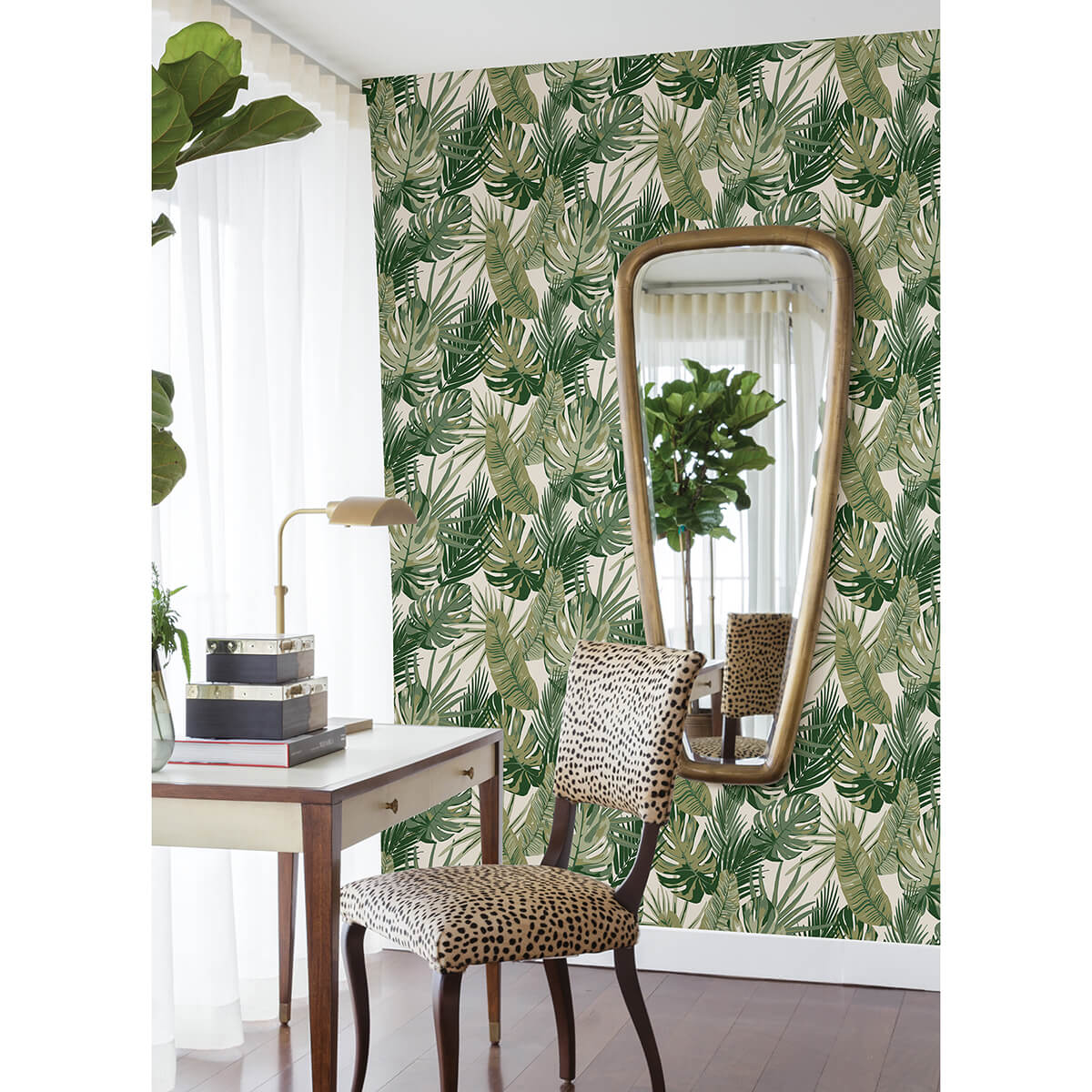green-palmero-leaf-peel-and-stick-wallpaper-york-wallcoverings-rzs4520 - York Wallcoverings Wallpaper