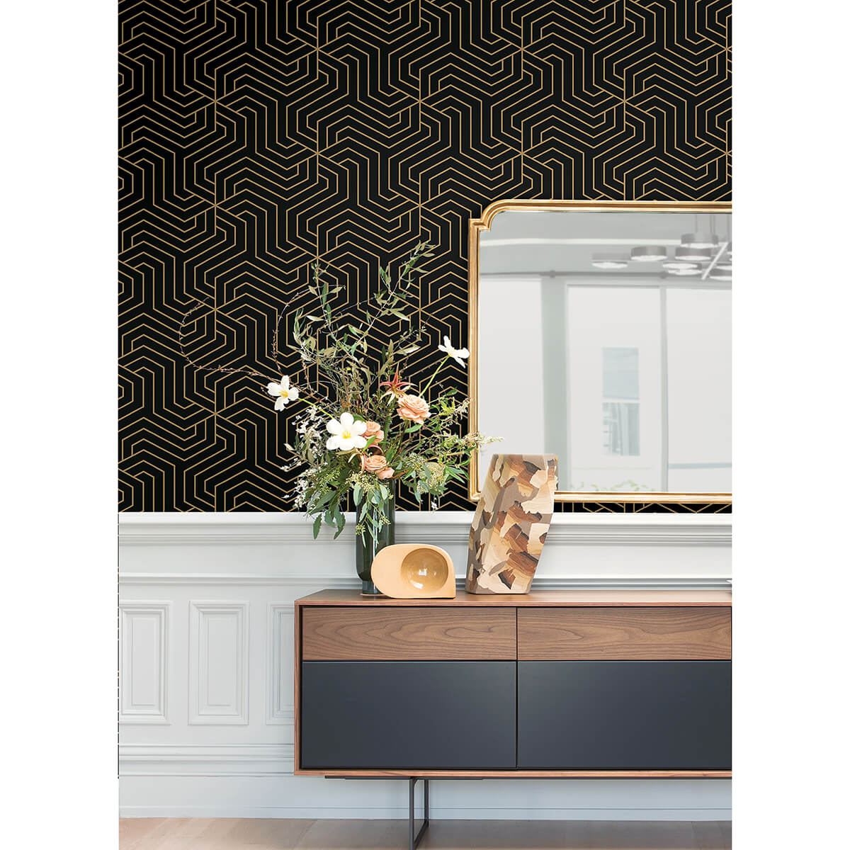 black-ramsey-geometric-peel-and-stick-wallpaper-york-wallcoverings-rzs4526 - York Wallcoverings Wallpaper