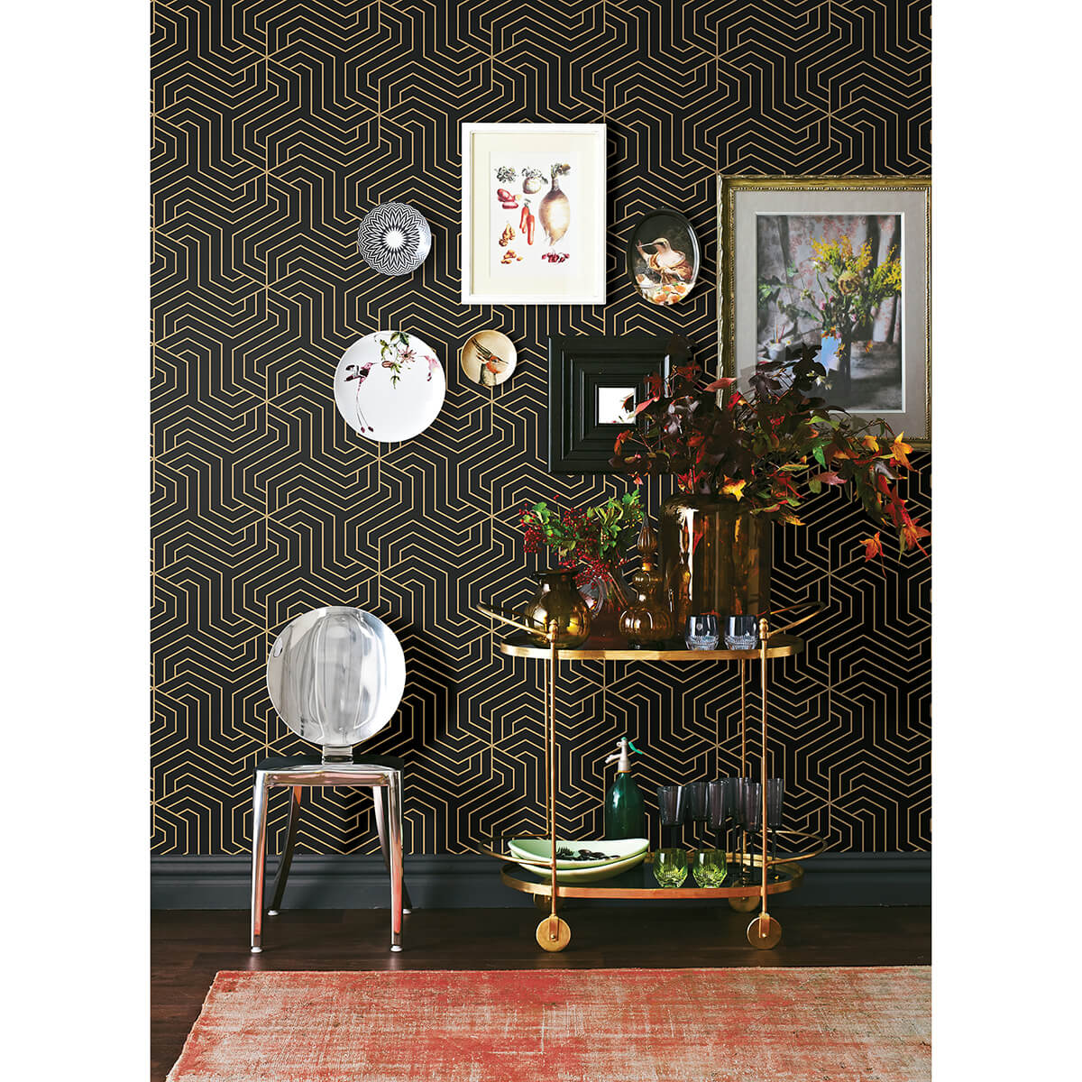 Black Ramsey Peel & Stick Wallpaper - York Wallcoverings - RZS4526 - York Wallcoverings Wallpaper