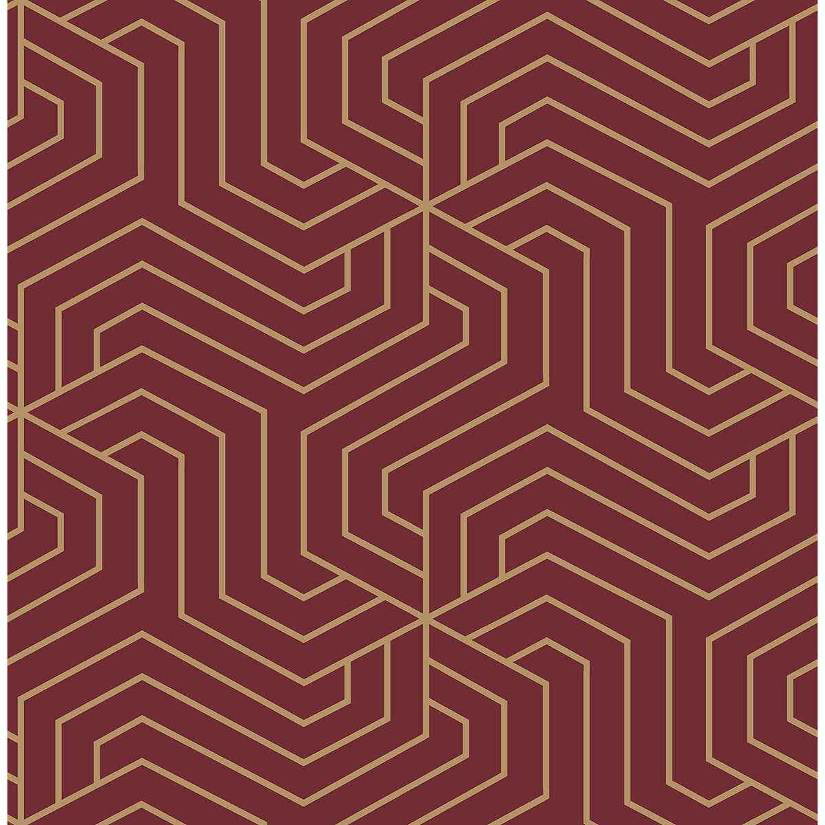 Burgundy Ramsey Peel & Stick Wallpaper - York Wallcoverings - RZS4527 - York Wallcoverings Wallpaper