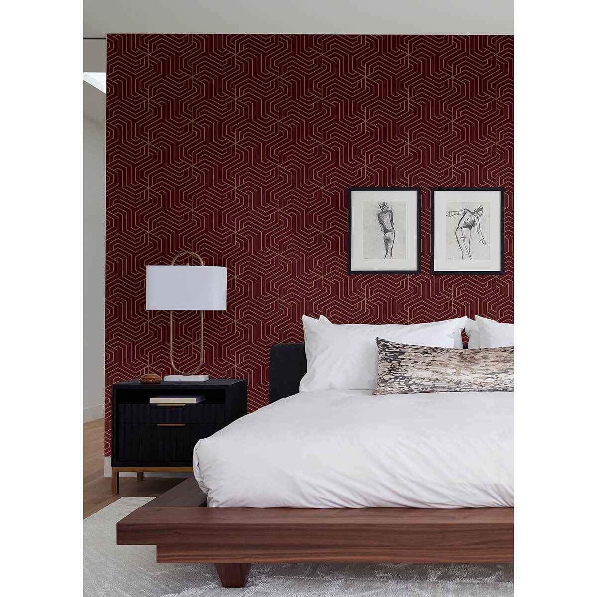Burgundy Ramsey Peel & Stick Wallpaper - York Wallcoverings - RZS4527 - York Wallcoverings Wallpaper