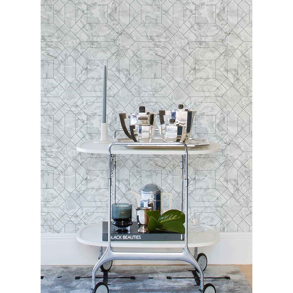 Silver Seraphina Peel & Stick Wallpaper - York Wallcoverings - RZS4532