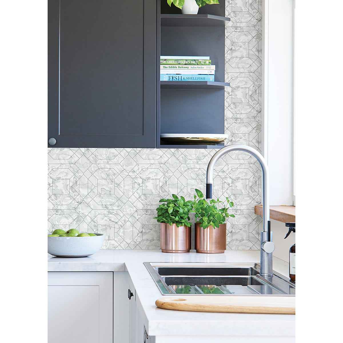 Silver Seraphina Peel & Stick Wallpaper - York Wallcoverings - RZS4532 - York Wallcoverings Wallpaper