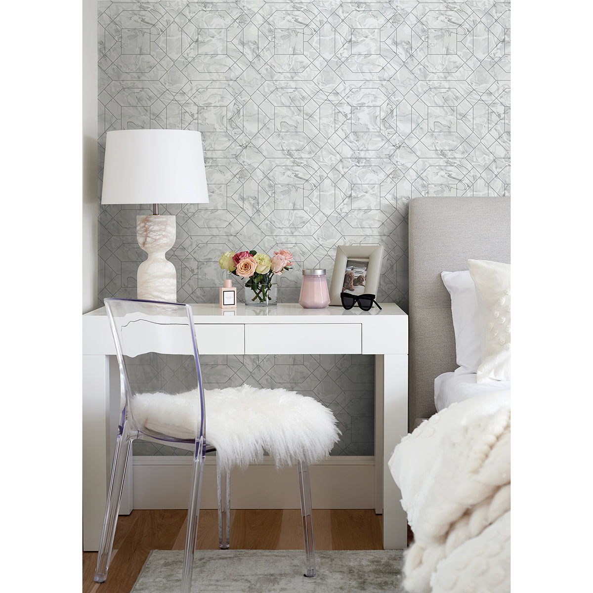 silver-seraphina-geometric-peel-and-stick-wallpaper-york-wallcoverings-rzs4532 - York Wallcoverings Wallpaper