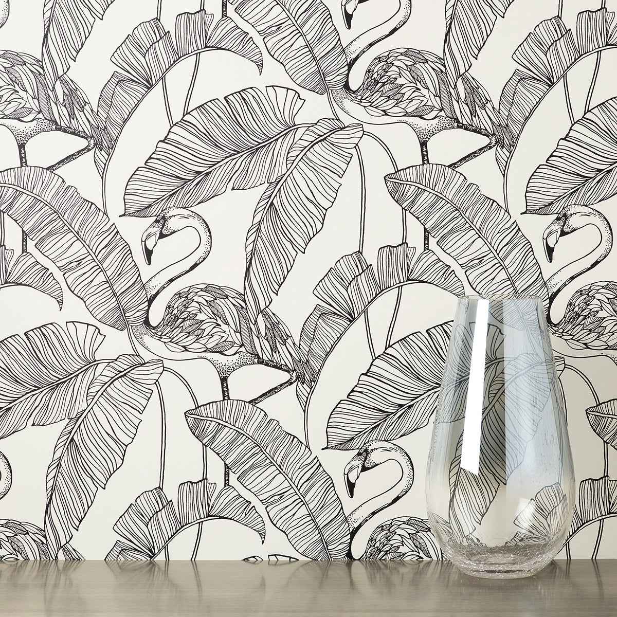 Mulholland White Flamingo Wallpaper - York Wallcoverings - FD42944 - York Wallcoverings Wallpaper