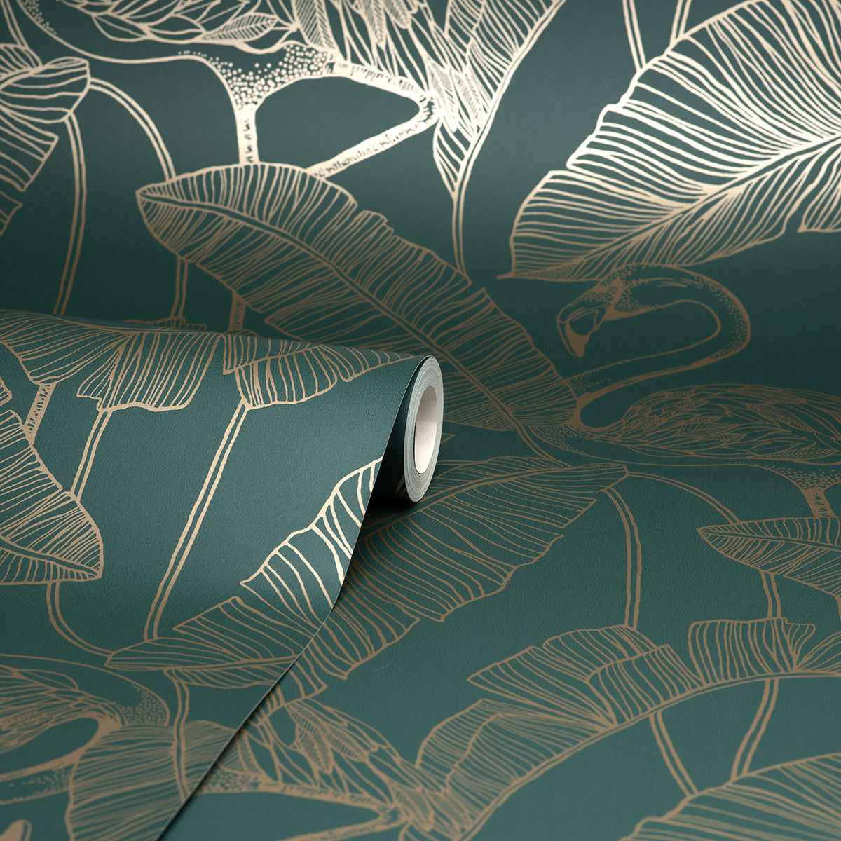 Mulholland Dark Green Flamingo Wallpaper - York Wallcoverings - FD42946 - York Wallcoverings Wallpaper