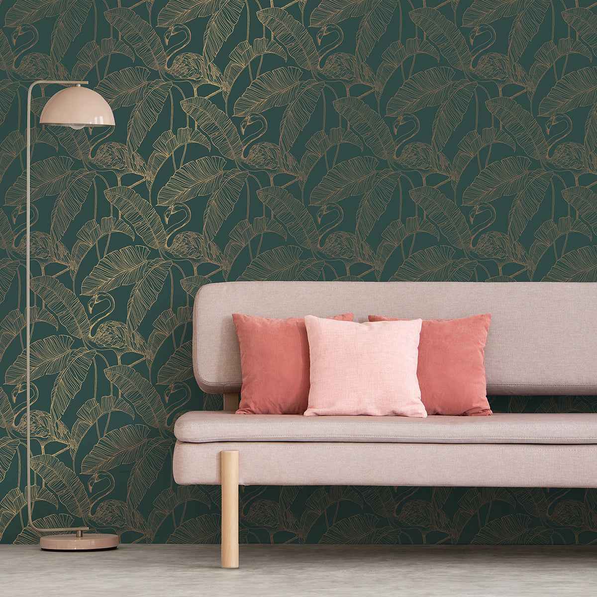 Mulholland Dark Green Flamingo Wallpaper - York Wallcoverings - FD42946 - York Wallcoverings Wallpaper