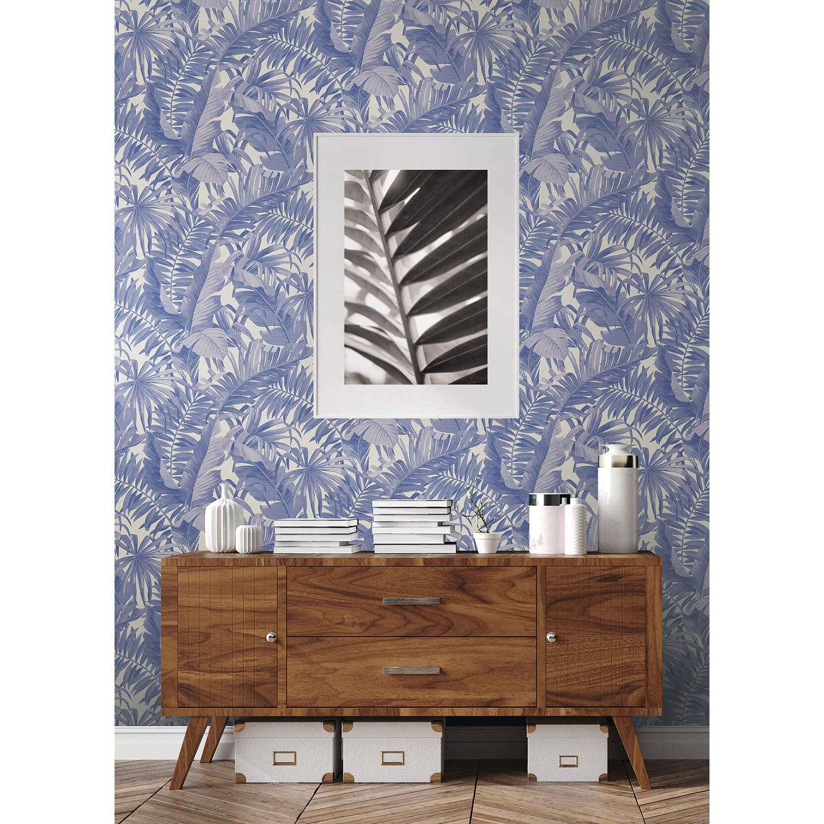 Periwinkle Maui Leaf Peel and Stick Wallpaper - York Wallcoverings - NUS4623 - York Wallcoverings Wallpaper