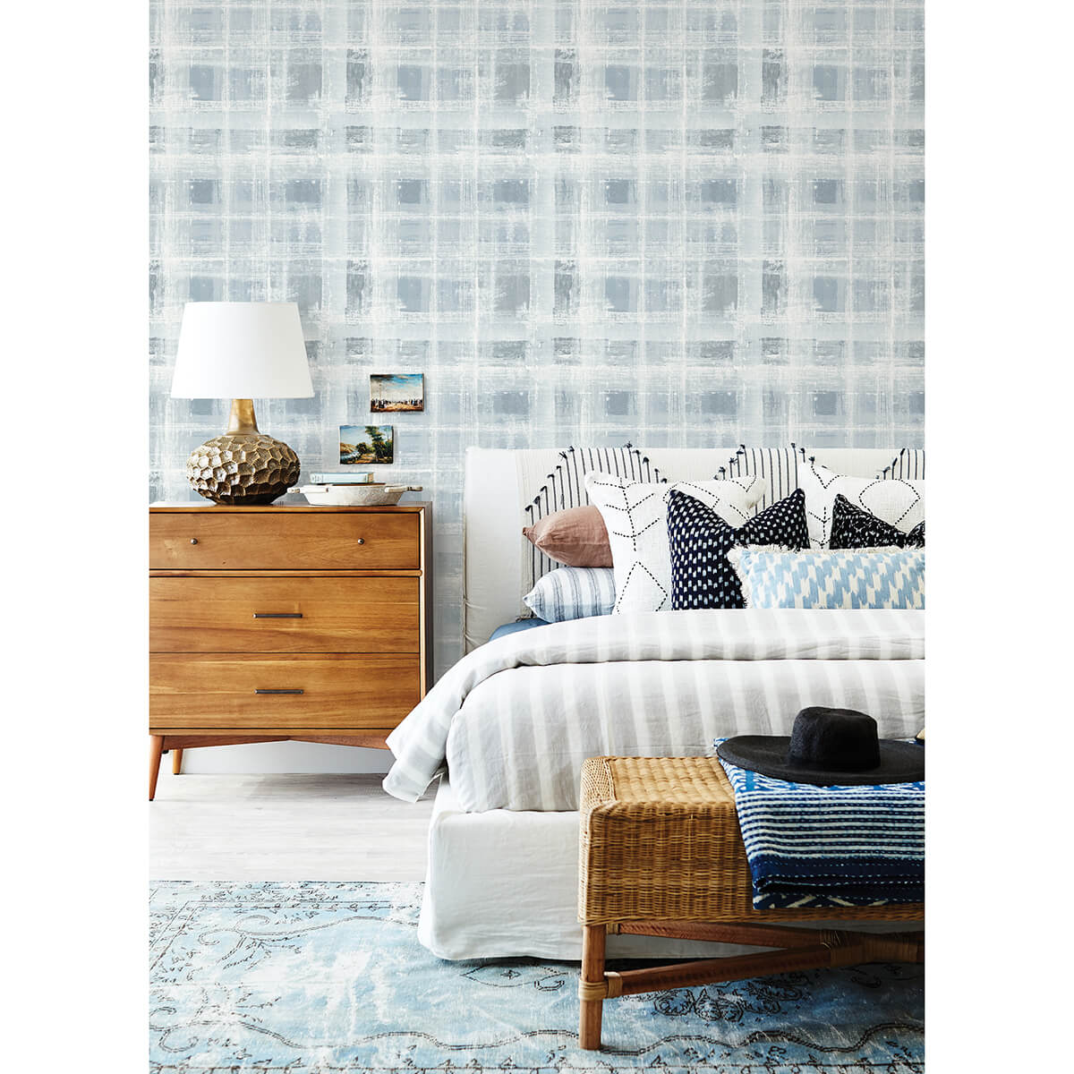 blue-stuart-plaid-plaid-peel-and-stick-wallpaper-york-wallcoverings-sls4294 - York Wallcoverings Wallpaper