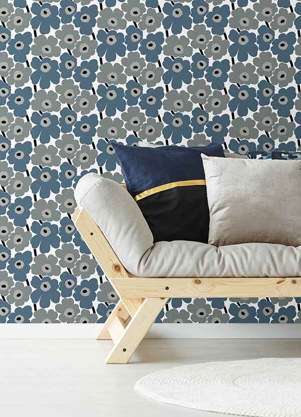 Grey Pieni Unikko Peel and Stick Wallpaper - York Wallcoverings - MKS4493 - York Wallcoverings Wallpaper