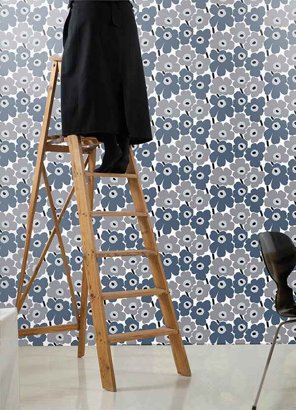 Grey Pieni Unikko Peel and Stick Wallpaper - York Wallcoverings - MKS4493 - York Wallcoverings Wallpaper