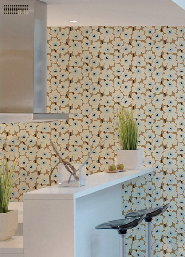 beige-pieni-unikko-peel-and-stick-wallpaper-york-wallcoverings-mks4495 - York Wallcoverings Wallpaper