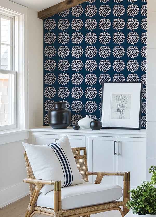 Navy Puketti Peel & Stick Wallpaper - York Wallcoverings - MKS4498 - York Wallcoverings Wallpaper