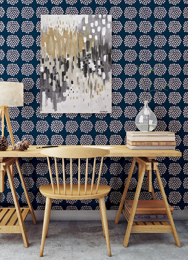 navy-puketti-peel-and-stick-wallpaper-york-wallcoverings-mks4498 - York Wallcoverings Wallpaper