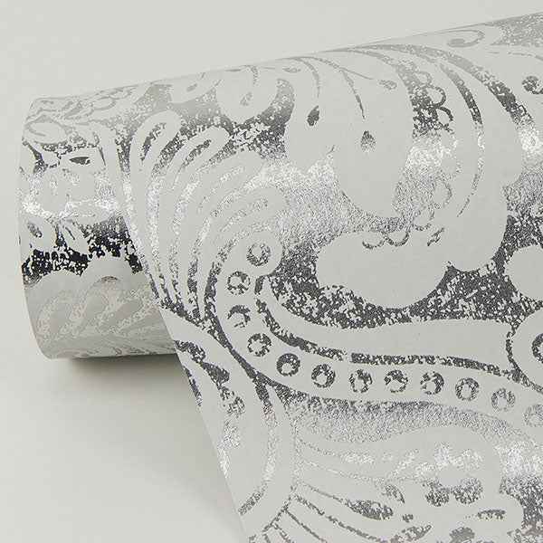 Artemis Platinum Damask Wallpaper - York Wallcoverings - 2976-86444 - York Wallcoverings Wallpaper