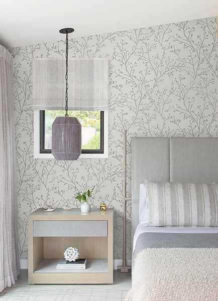 Koura Silver Branches Wallpaper - York Wallcoverings - 2976-86453