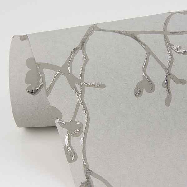 Koura Platinum Branches Wallpaper - York Wallcoverings - 2976-86456 - York Wallcoverings Wallpaper