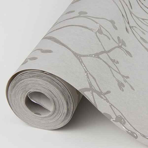 Koura Platinum Branches Wallpaper - York Wallcoverings - 2976-86456 - York Wallcoverings Wallpaper