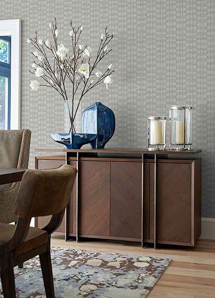 Zorya Silver Embellished Stripe Wallpaper - York Wallcoverings - 2976-86530 - York Wallcoverings Wallpaper