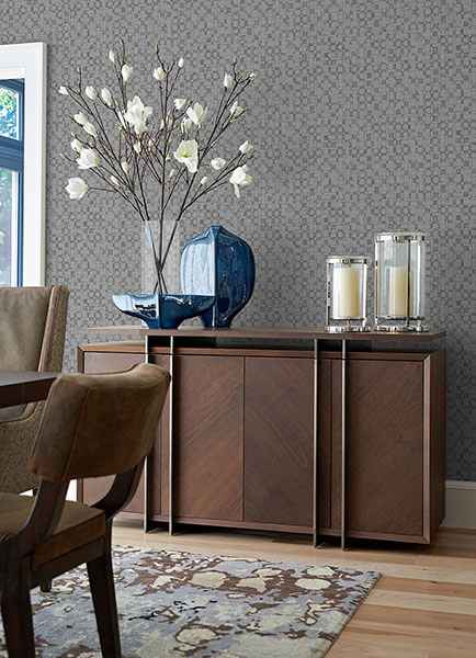 Sarni Silver Grid Wallpaper - York Wallcoverings - 2976-86531 - York Wallcoverings Wallpaper