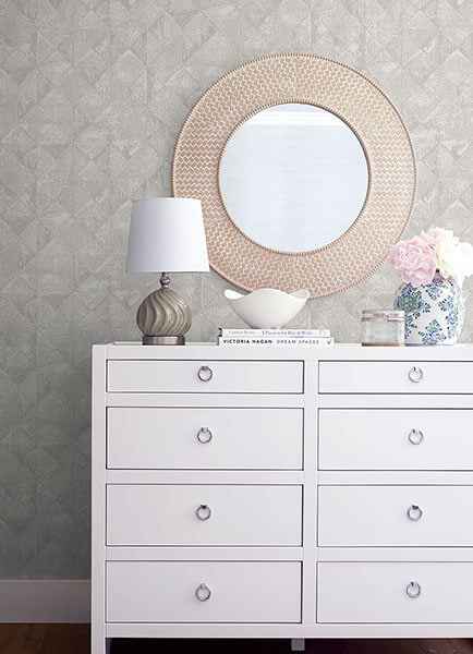 Demir Grey Distressed Geometric Wallpaper - York Wallcoverings - 2976-86554 - York Wallcoverings Wallpaper