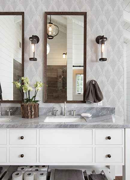 Bakal Pearl Art Deco Ogee Wallpaper - York Wallcoverings - 2976-86555