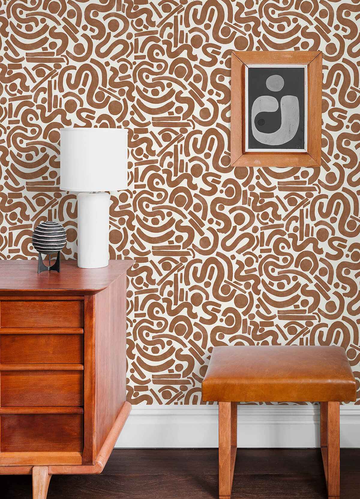 Terracotta Edie Geometric Peel and Stick Wallpaper - York Wallcoverings - NUS4635 - York Wallcoverings Wallpaper