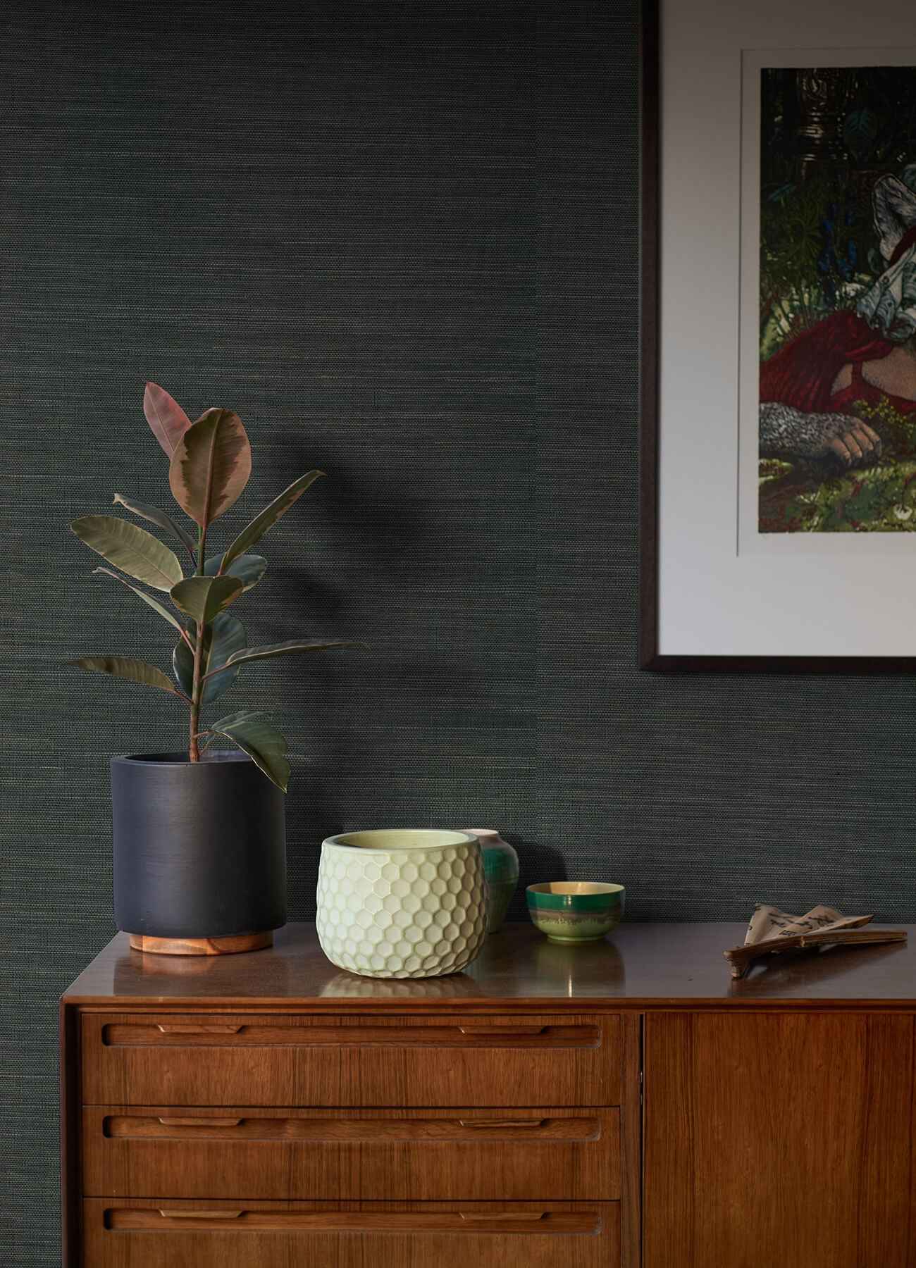 Kowloon Charcoal Sisal Grasscloth Wallpaper - York Wallcoverings - 2923-80075 - York Wallcoverings Wallpaper