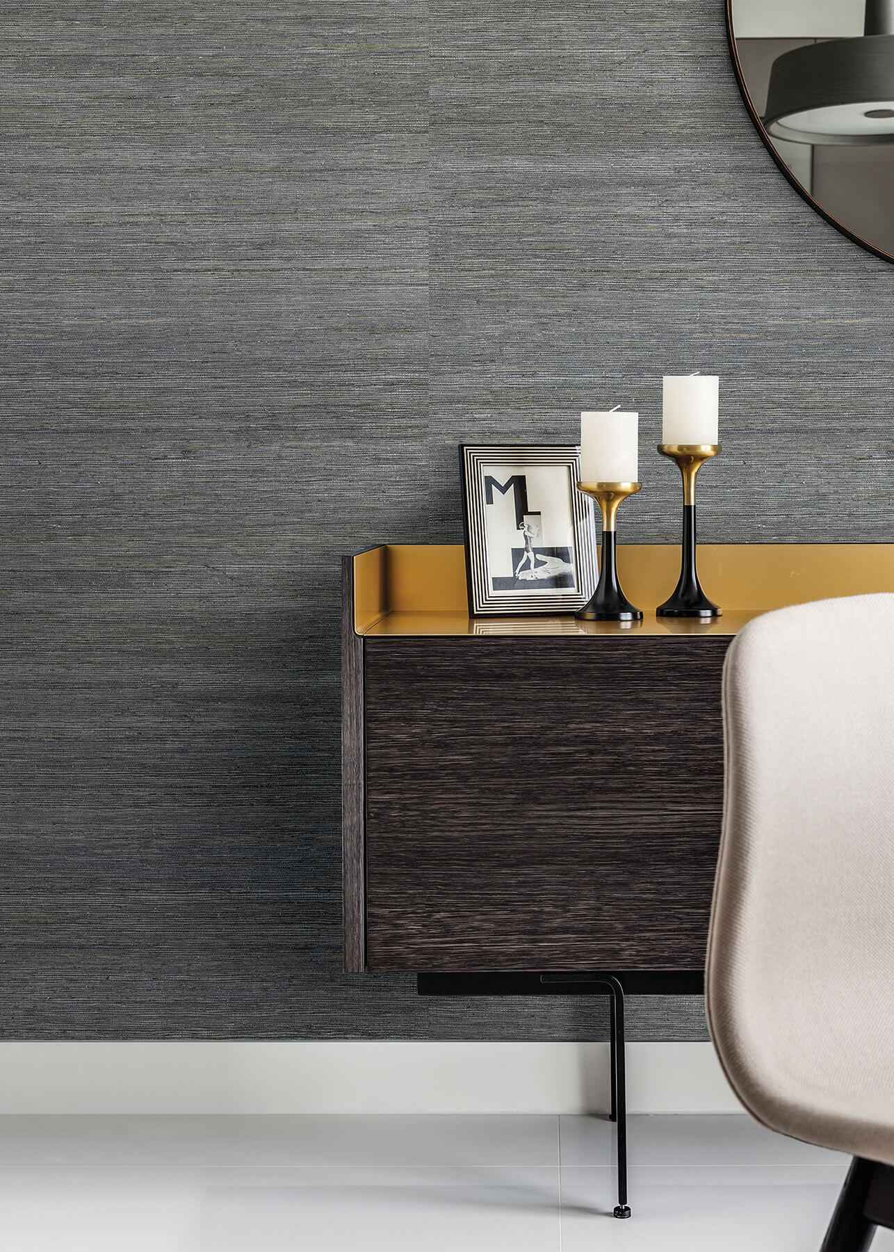 Shandong Slate Grasscloth Wallpaper - York Wallcoverings - 2923-80085 - York Wallcoverings Wallpaper