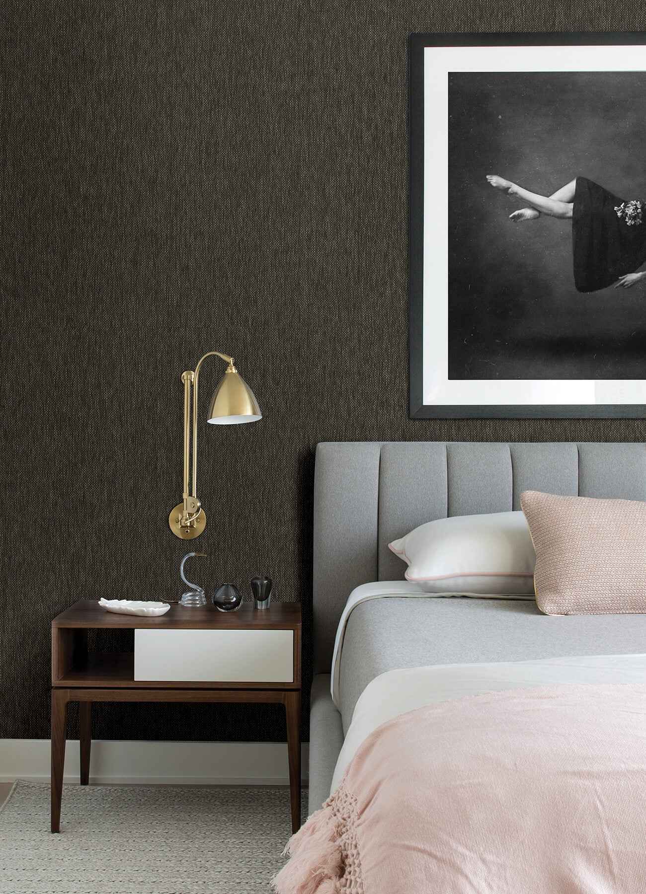Jia Charcoal Paper Weave Wallpaper - York Wallcoverings - 2923-86141 - York Wallcoverings Wallpaper