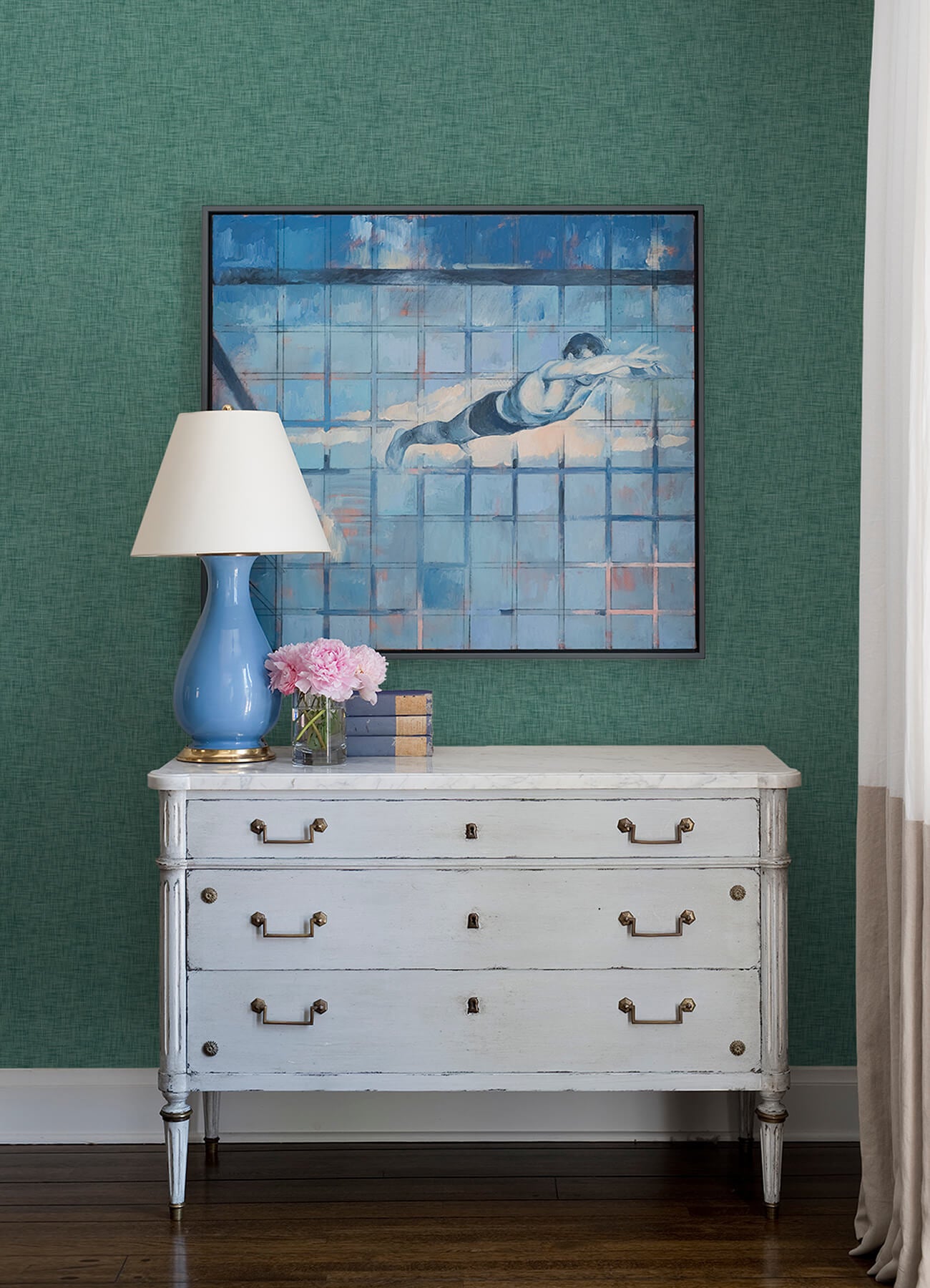genji-teal-woven-wallpaper-york-wallcoverings-2923-88026 - York Wallcoverings Wallpaper