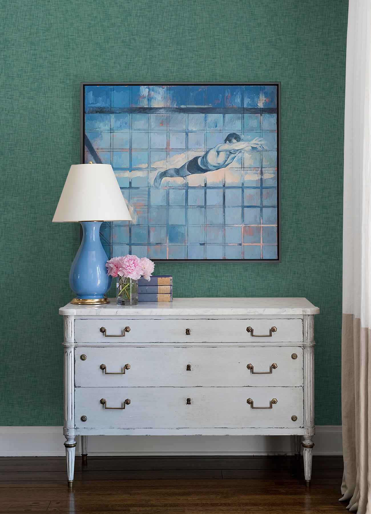 Genji Teal Woven Wallpaper - York Wallcoverings - 2923-88026 - York Wallcoverings Wallpaper