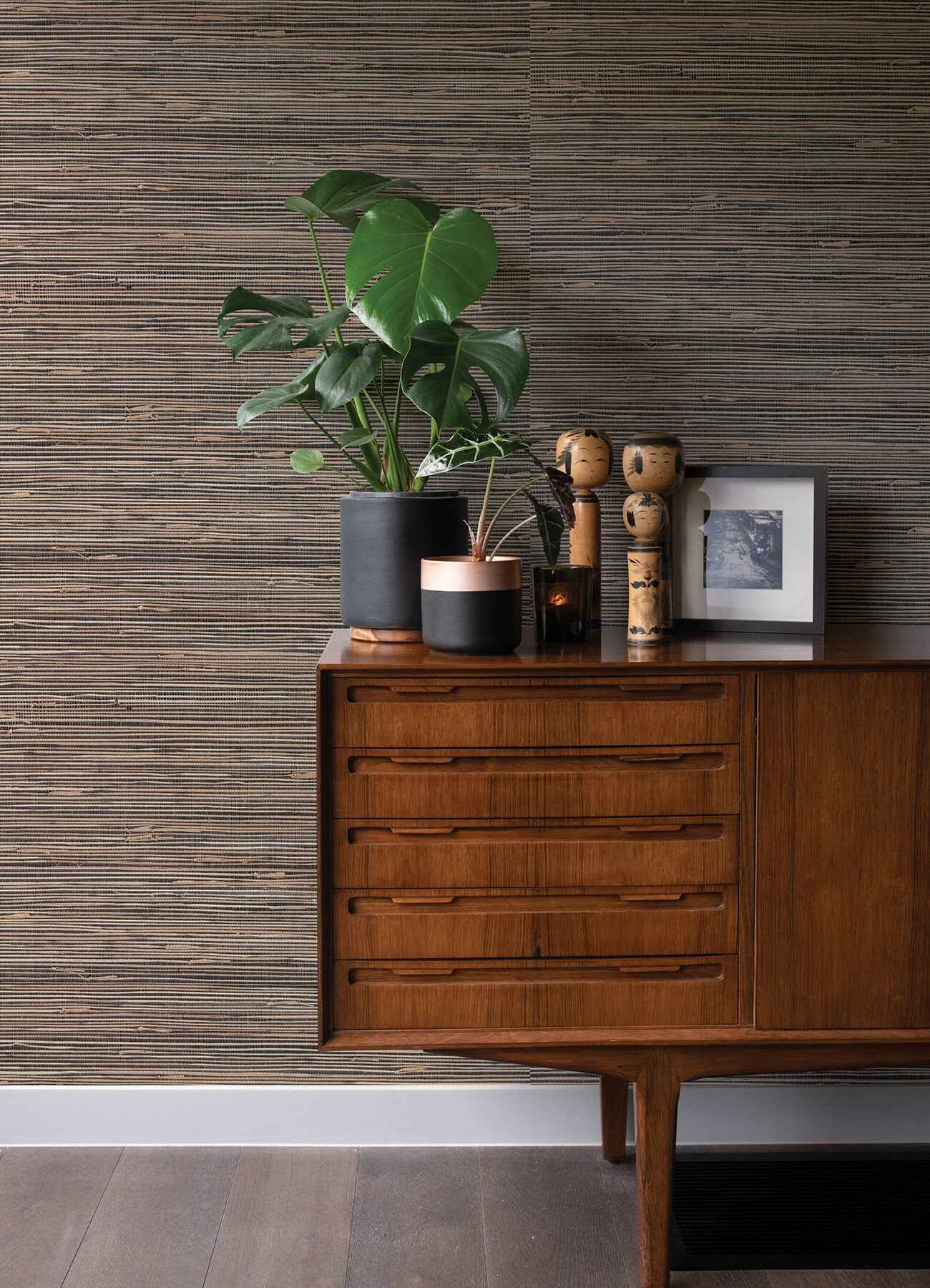 Anhui Black Grasscloth Wallpaper - York Wallcoverings - 2923-89475 - York Wallcoverings Wallpaper