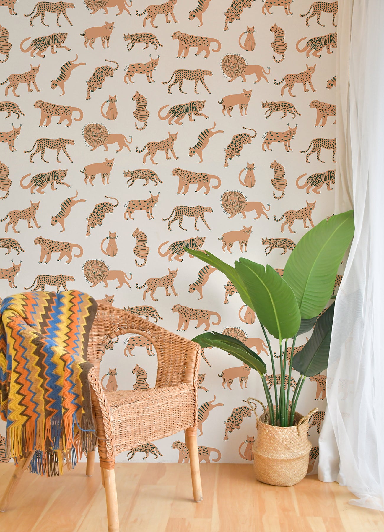 tangerine-kitty-kitty-novelty-peel-and-stick-wallpaper-york-wallcoverings-lds4584 - York Wallcoverings Wallpaper